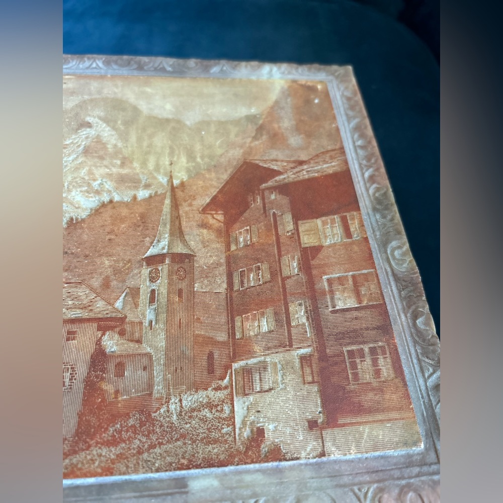 Vintage Incolay Stone Jewelry Box with Scenery of Zermatt and the Matterhorn - Picture 4 of 11